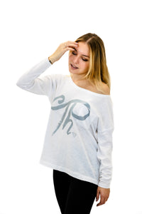 Maglia manica lunga vintage rose con taschino th grigio