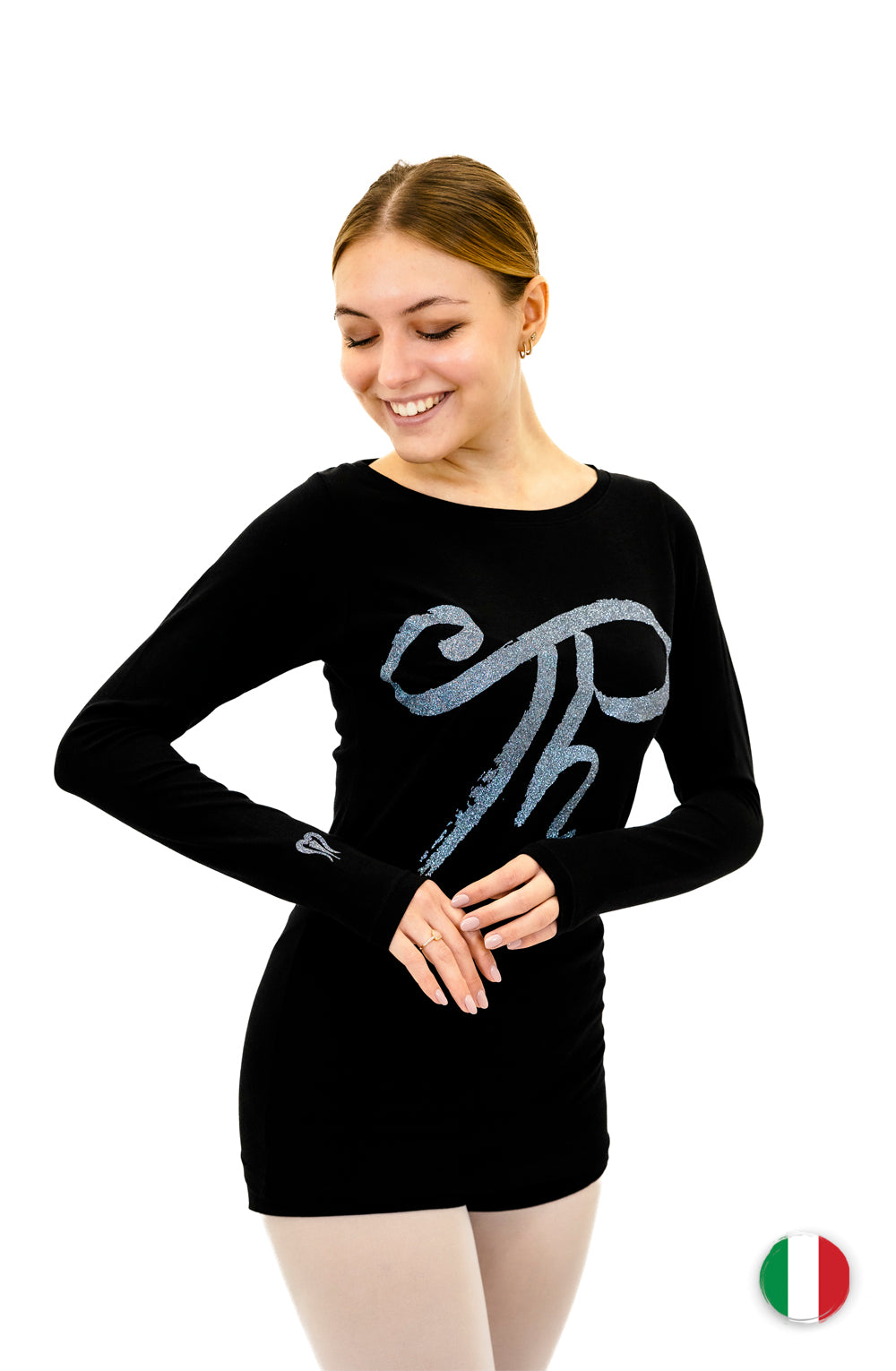 T-shirt elasticizzata con collo ampio