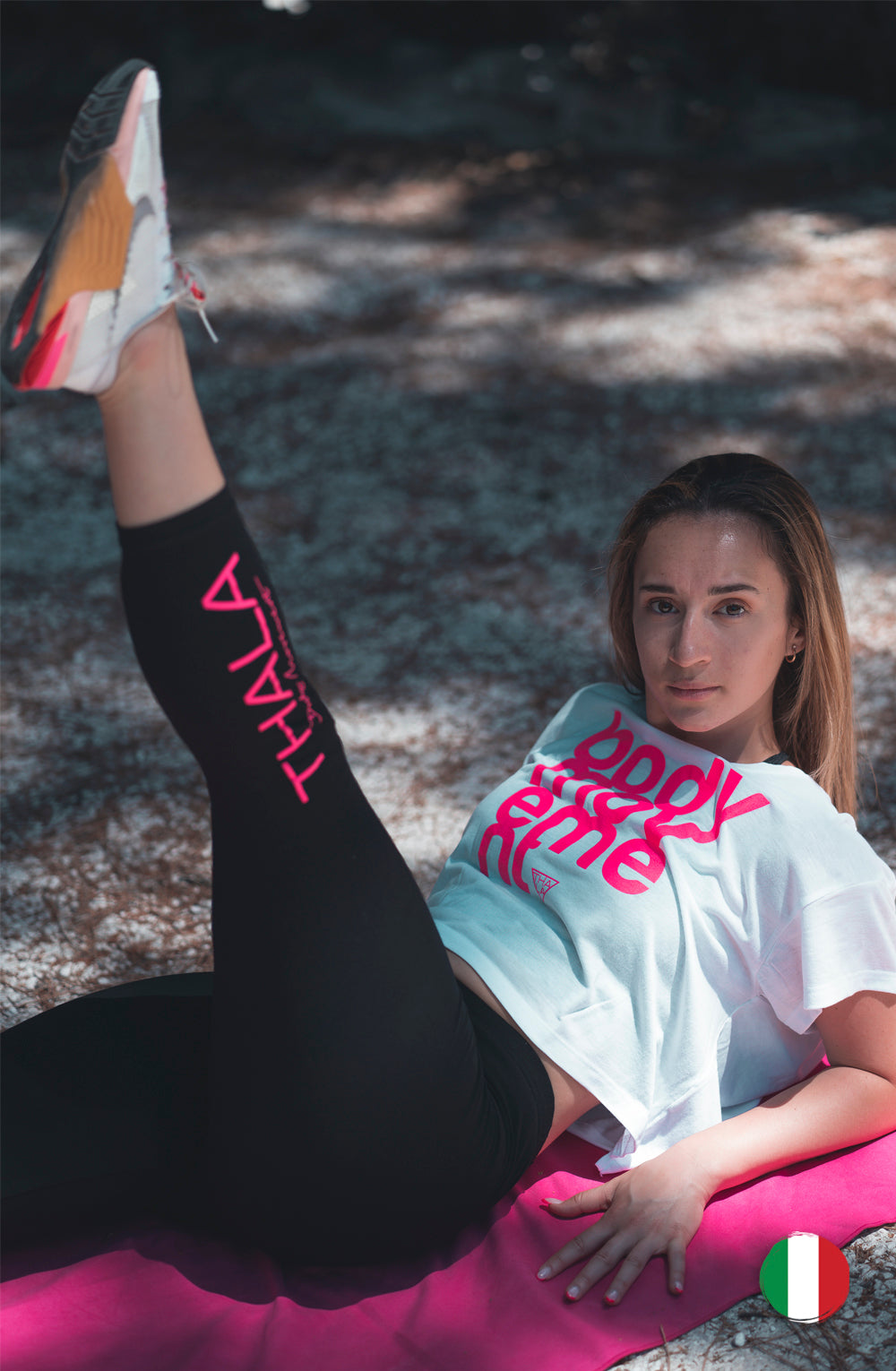 Leggins corto logo fucsia