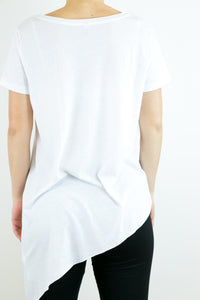 T-shirt long asimmetrica bianca