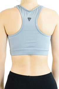 Top con impunture grigio chiaro